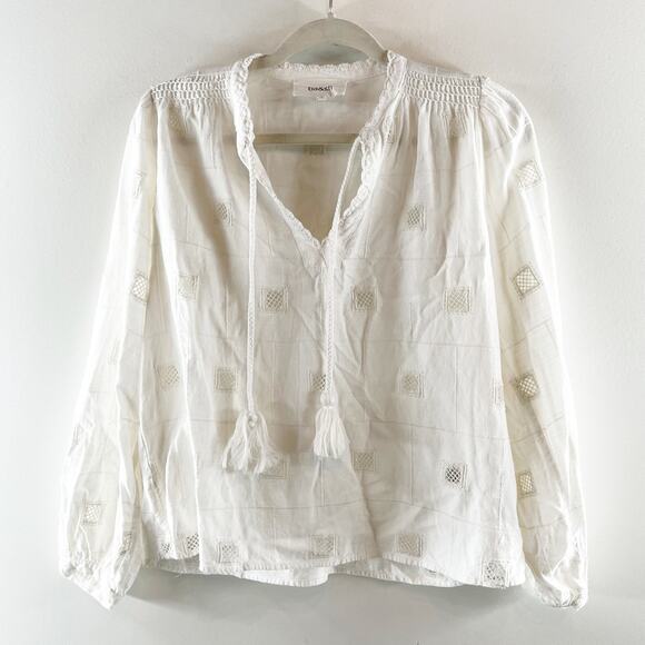 Ba&sh Ravel Long Sleeve Embroidered Eyelet Blouse Shirt Top Cotton 0 Small - Picture 3 of 7